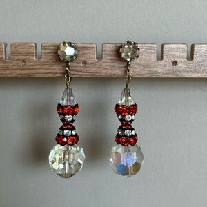 Vintage Red Crystal Rhinestone Earrings